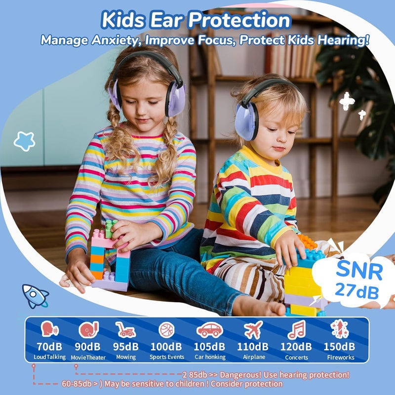 MelonArt Noise Cancelling Headphones for Kid Adult, 3PCS Kids Ear Hearing Protection 27dB Noise Reduction Earmuffs for Autism Sensory Toddler Soundproof Headphones for Shooting/Monster Truck/Concert - Image 2